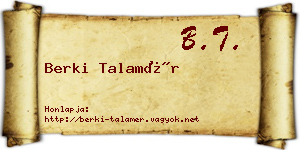 Berki Talamér névjegykártya